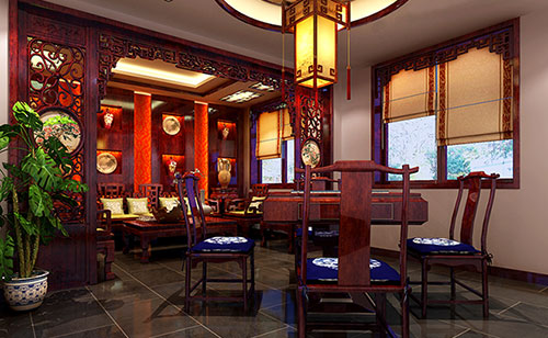 马湾镇古典中式风格茶楼包间设计装修效果图